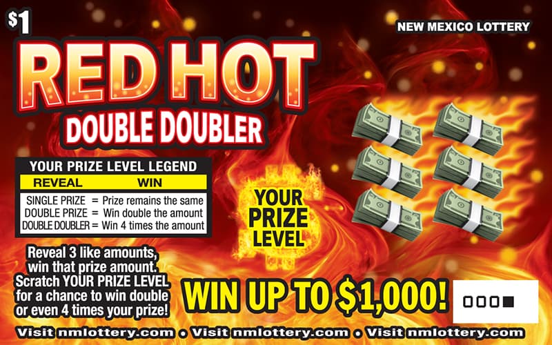 Red Hot Double Doubler New Mexico Lottery scratch-off ticket art
