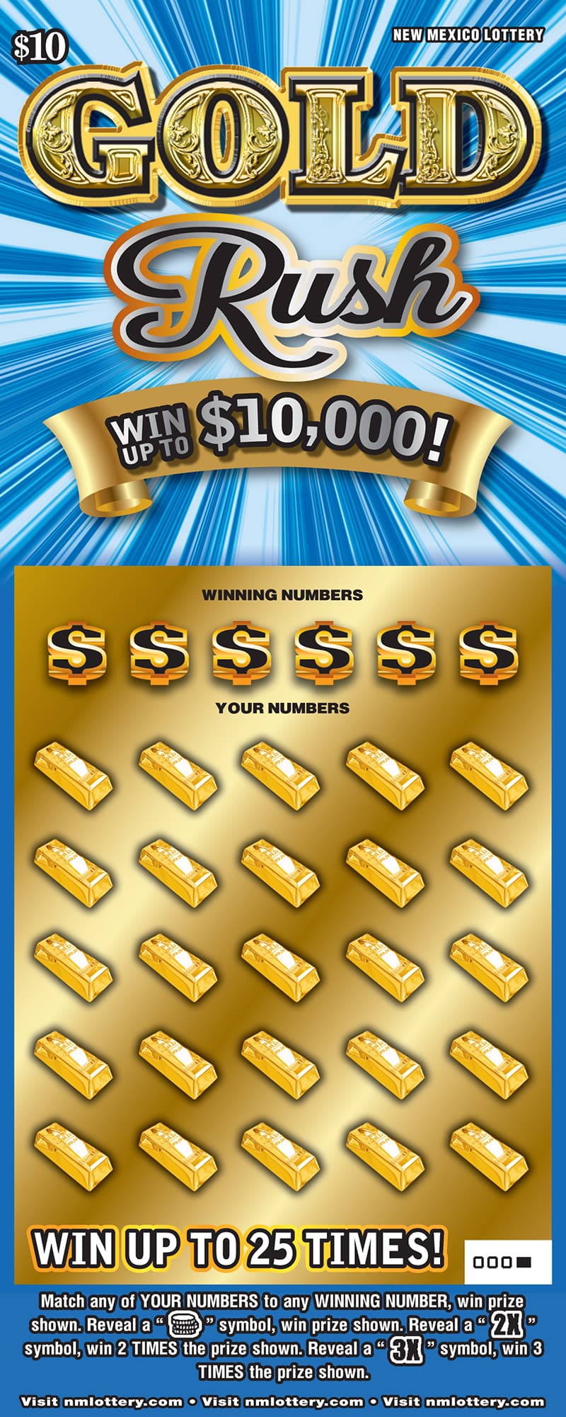 Gold Rush New Mexico Lottery scratch-off ticket art