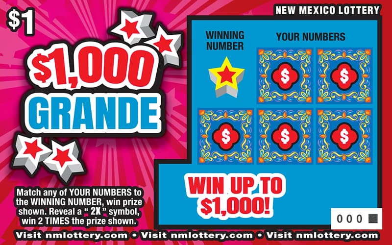 $1,000 Grande New Mexico Lottery scratch-off ticket art