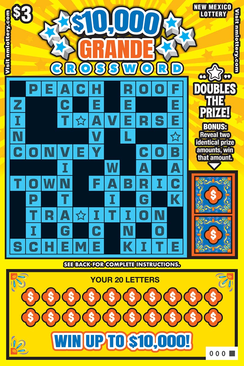 $10,000 Grande Crossword New Mexico Lottery scratch-off ticket art
