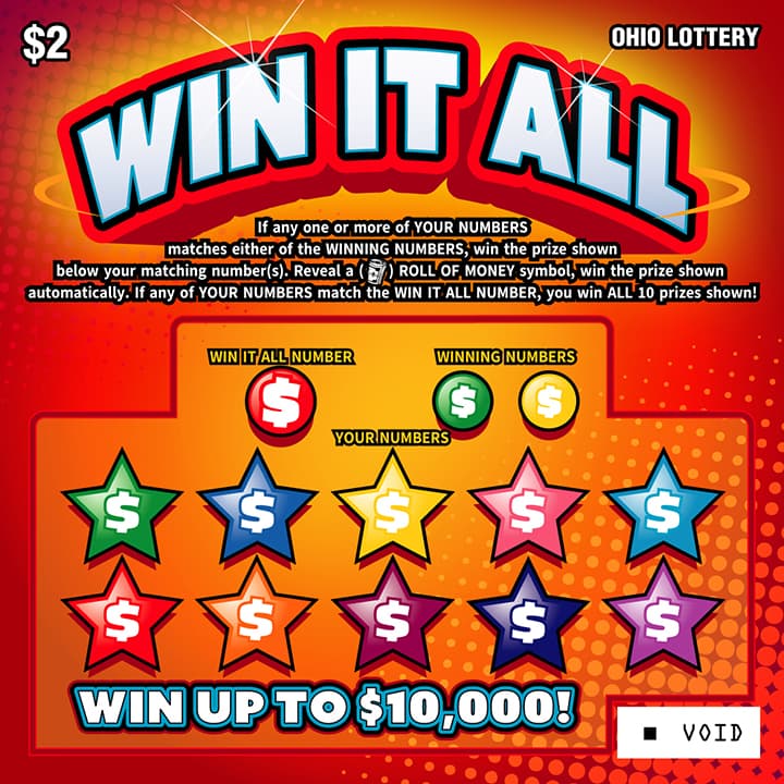 Win It All Ohio Lottery scratch-off ticket