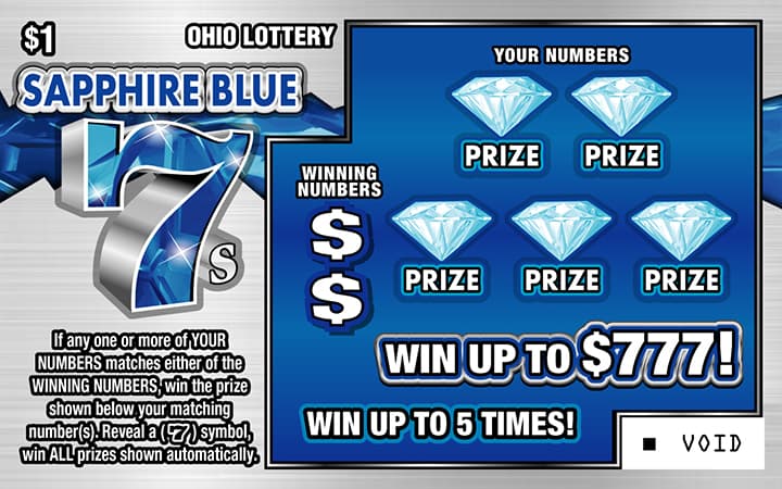 Sapphire Blue 7 Ohio Lottery scratch-off ticket art