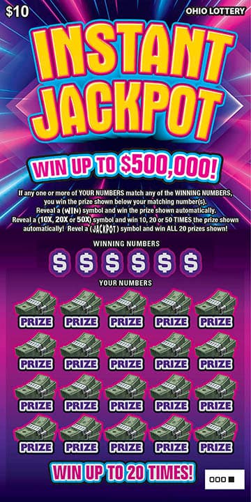 Instant Jackpot Ohio Lottery scratch-off ticket art