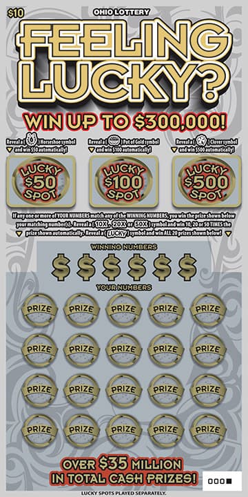 Feeling Lucky Ohio Lottery scratch-off ticket