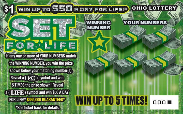 Set For Life Ohio Lottery scratch-off ticket art