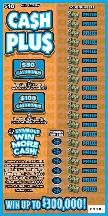 Cash Plus Ohio Lottery scratch-off ticket