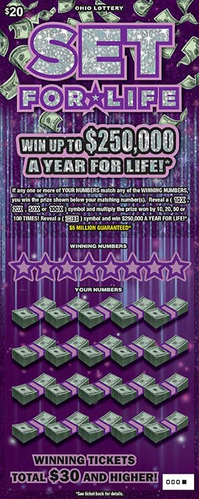 Set For Life Ohio Lottery scratch-off ticket