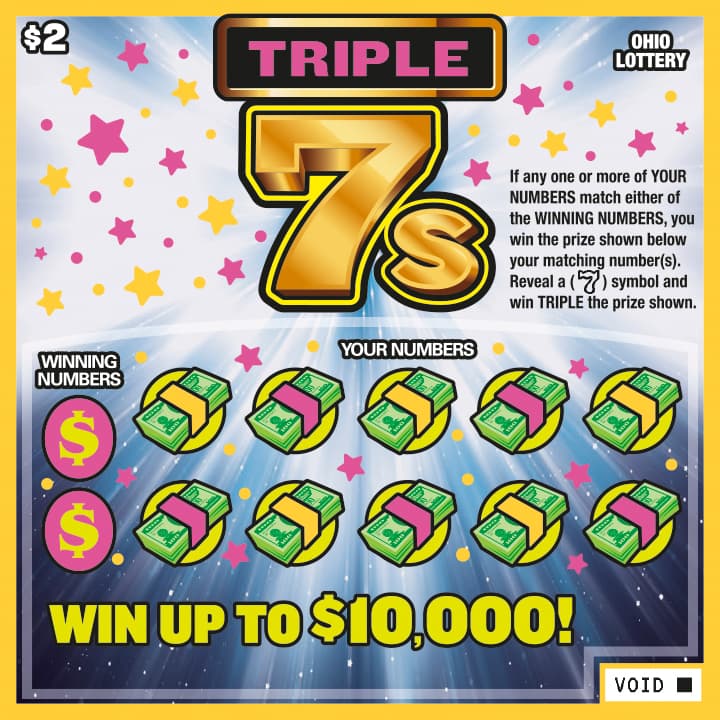 Triple 7s Ohio Lottery scratch-off ticket art