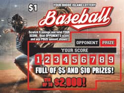 BASEBALL Rhode Island Lottery scratch-off ticket art