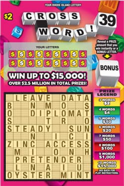 CROSSWORD! 39 Rhode Island Lottery scratch-off ticket art