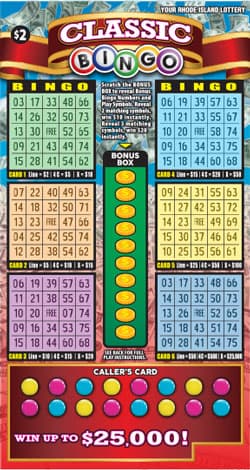 CLASSIC BINGO Rhode Island Lottery scratch-off ticket art