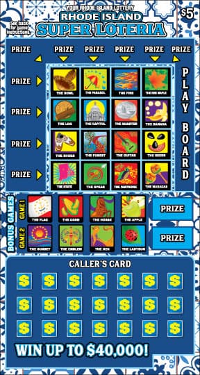 RHODE ISLAND SUPER LOTERIA Rhode Island Lottery scratch-off ticket art