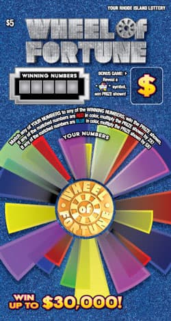 WHEEL OF FORTUNE Rhode Island Lottery scratch-off ticket art