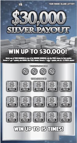 $30,000 SILVER PAYOUT Rhode Island Lottery scratch-off ticket