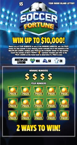 SOCCER FORTUNE Rhode Island Lottery scratch-off ticket art