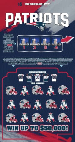 PATRIOTS Rhode Island Lottery scratch-off ticket art