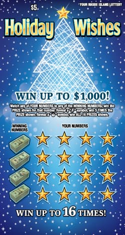 HOLIDAY WISHES Rhode Island Lottery scratch-off ticket art