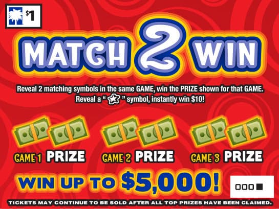 Match 2 Win South Carolina Lottery scratch-off ticket art
