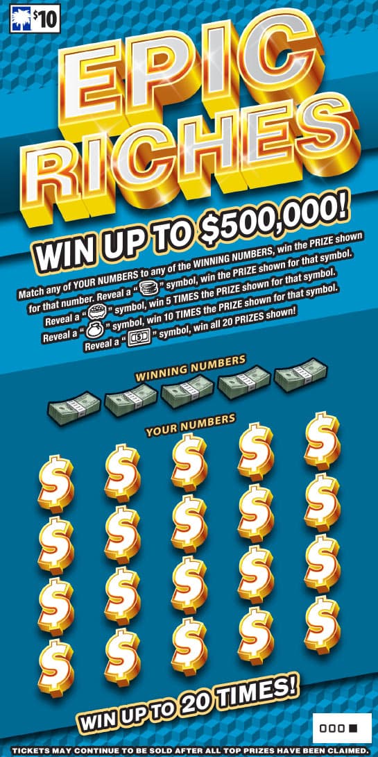 Epic Riches South Carolina Lottery scratch-off ticket art