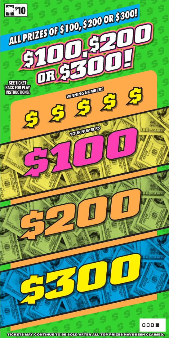 $100, $200 or $300! South Carolina Lottery scratch-off ticket
