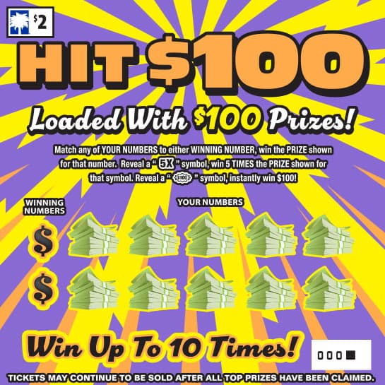 Hit $100 South Carolina Lottery scratch-off ticket