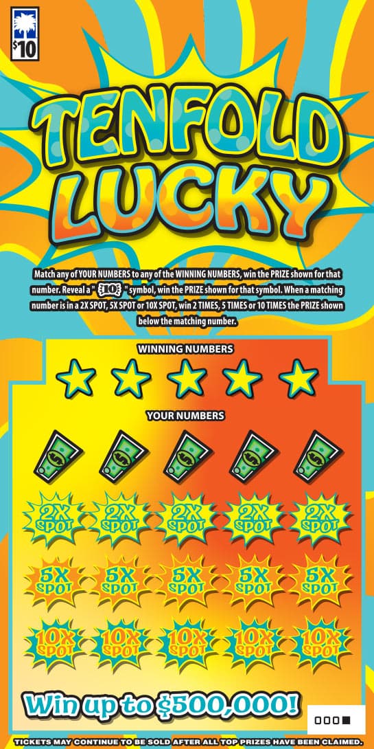 Tenfold Lucky South Carolina Lottery scratch-off ticket art