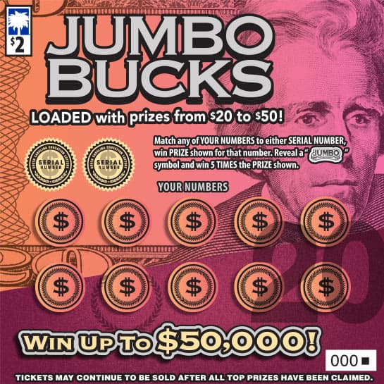 Jumbo Bucks South Carolina Lottery scratch-off ticket