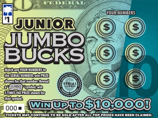 Junior Jumbo Bucks South Carolina Lottery scratch-off ticket art