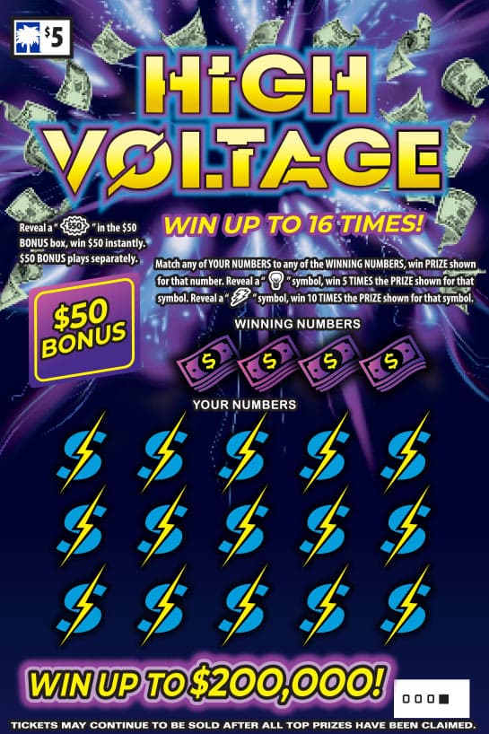 High Voltage South Carolina Lottery scratch-off ticket art