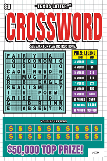 Crossword Texas Lottery scratch-off ticket