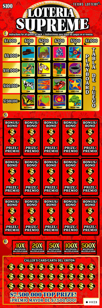 Loteria Supreme Texas Lottery scratch-off ticket