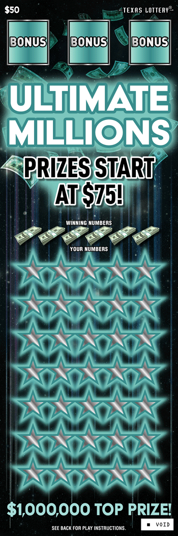 Ultimate Millions Texas Lottery scratch-off ticket