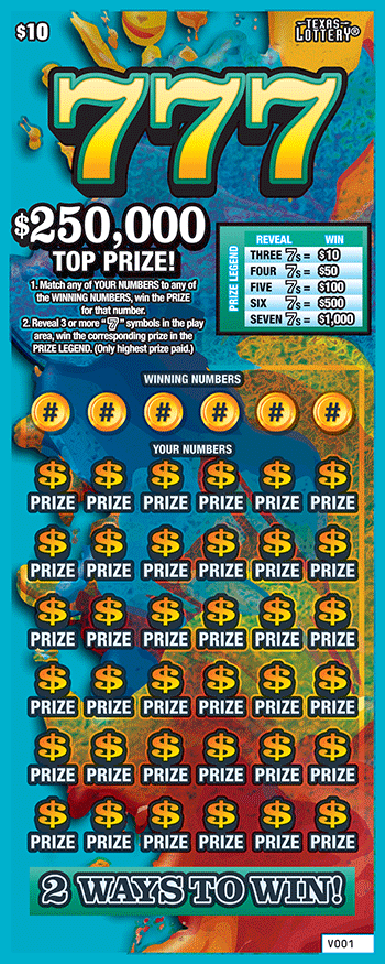 777 Texas Lottery scratch-off ticket