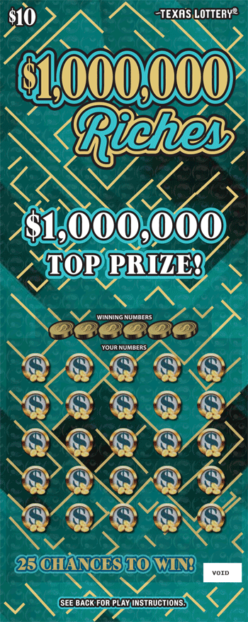 $1,000,000 Riches Texas Lottery scratch-off ticket