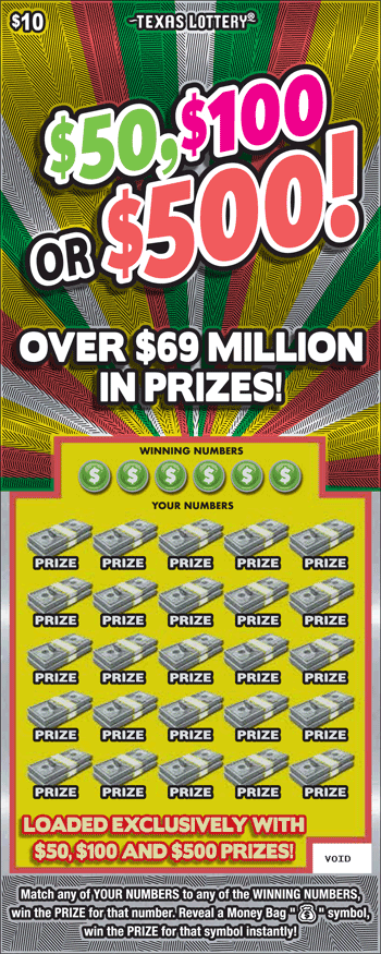$50, $100 OR $500! Texas Lottery scratch-off ticket