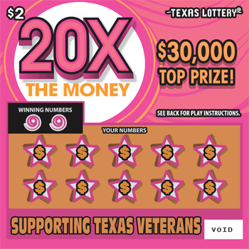 20X The Money Texas Lottery scratch-off ticket art