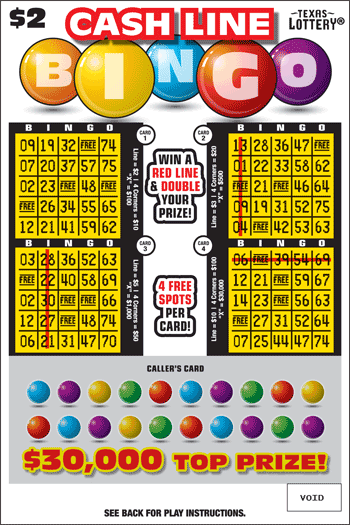 Cash Line Bingo Texas Lottery scratch-off ticket