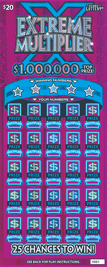Extreme Multiplier Texas Lottery scratch-off ticket