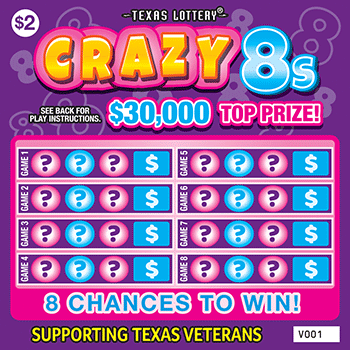 Crazy 8s Texas Lottery scratch-off ticket art