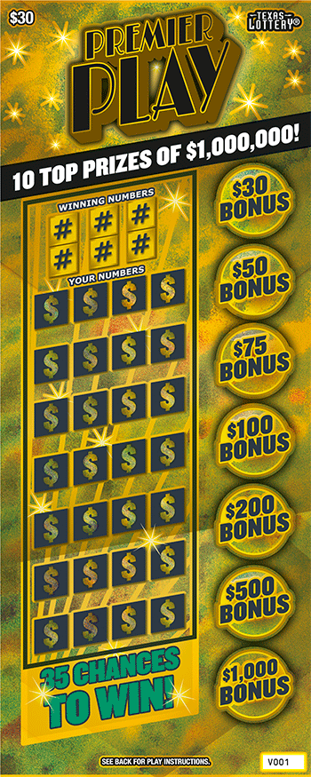 Premier Play Texas Lottery scratch-off ticket