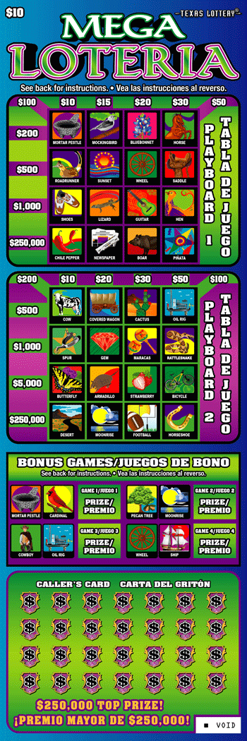 Mega Loteria Texas Lottery scratch-off ticket