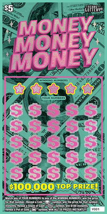 Money Money Money Texas Lottery scratch-off ticket
