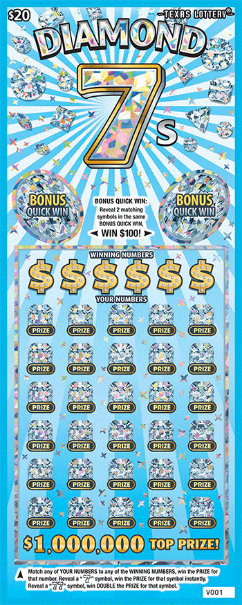 Diamond 7s Texas Lottery scratch-off ticket art