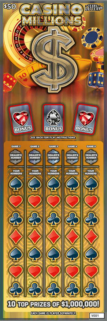 Casino Millions Texas Lottery scratch-off ticket