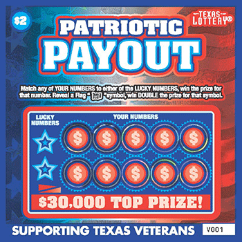 Patriotic Payout Texas Lottery scratch-off ticket