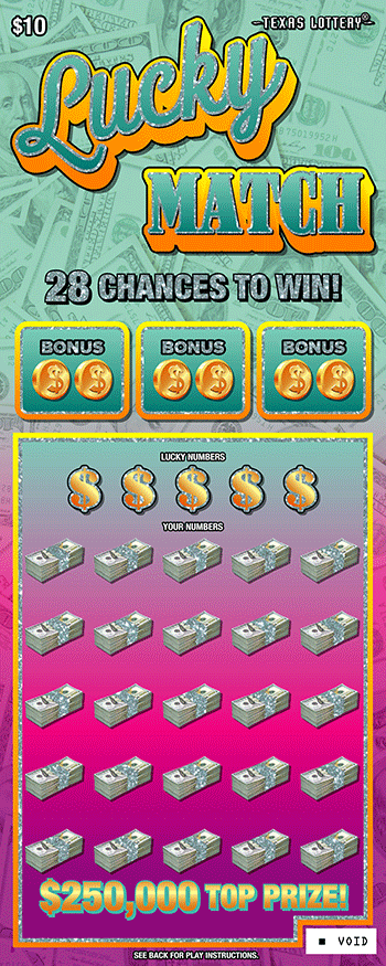 Lucky Match Texas Lottery scratch-off ticket