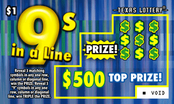 9s In A Line Texas Lottery scratch-off ticket art