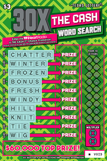 30X The Cash Word Search Texas Lottery scratch-off ticket
