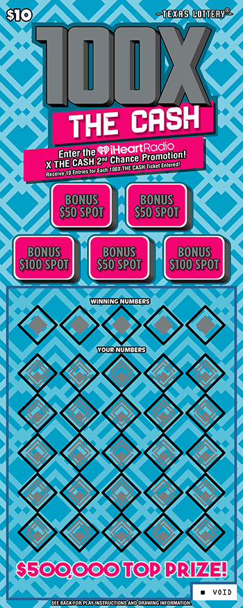 100X The Cash Texas Lottery scratch-off ticket