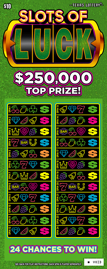 Slots of Luck Texas Lottery scratch-off ticket